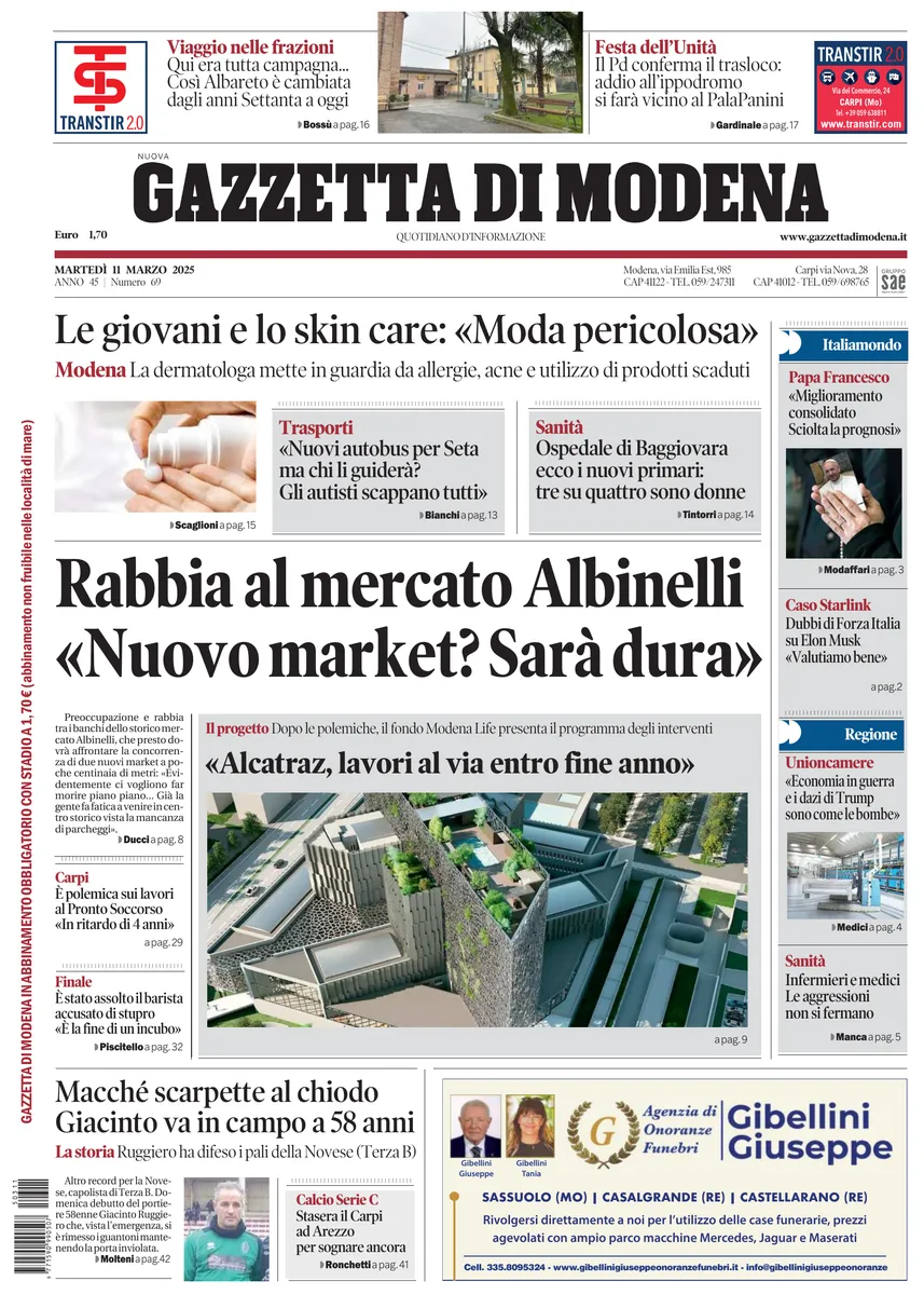 Prima-pagina-gazzetta di modena-oggi-edizione-del-2025-03-11